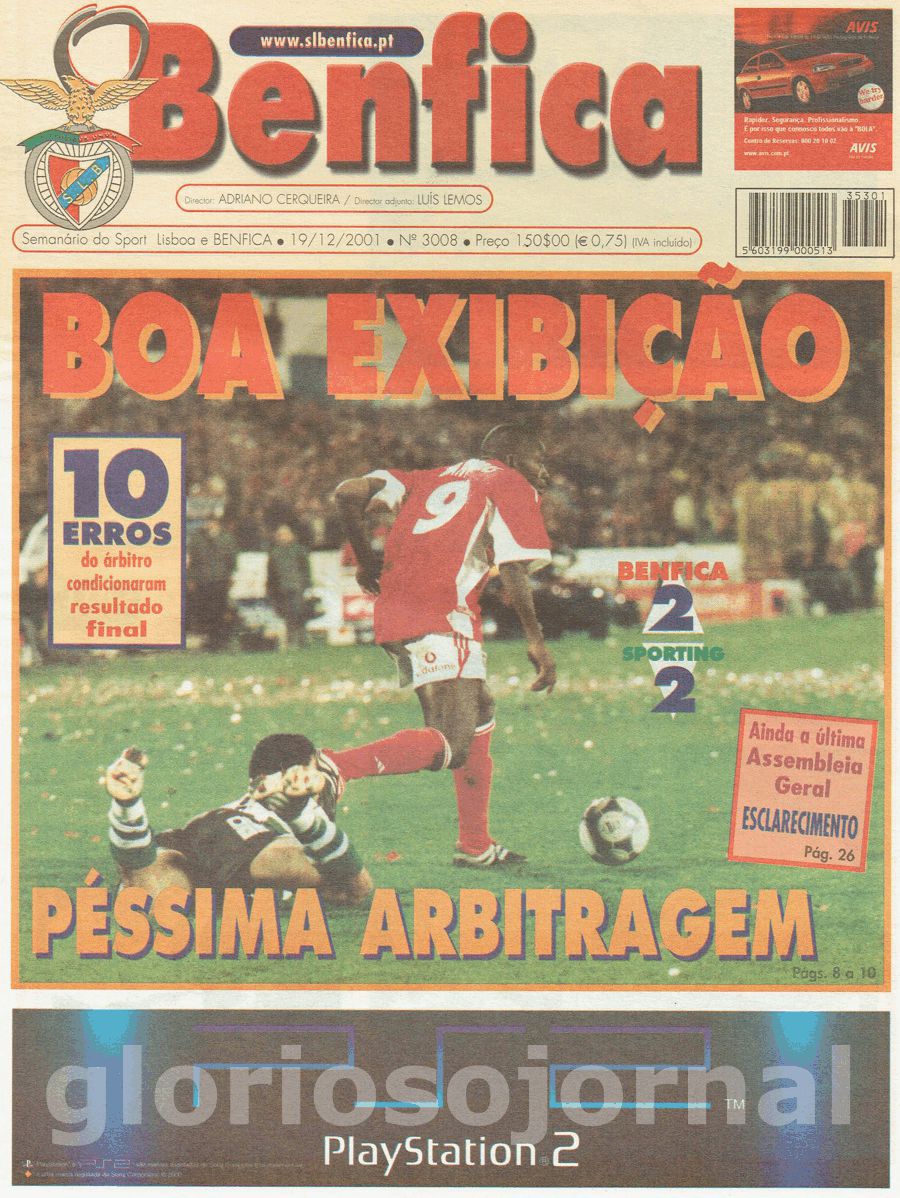 jornal o benfica 3008 2001-12-19